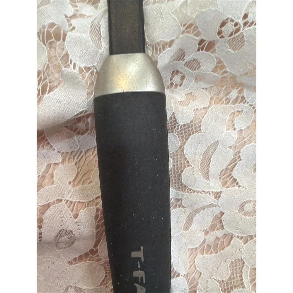 T-fal Plastic Slotted Serving Spoon w/ Rubber‎ Feeling Handle Black and Silver